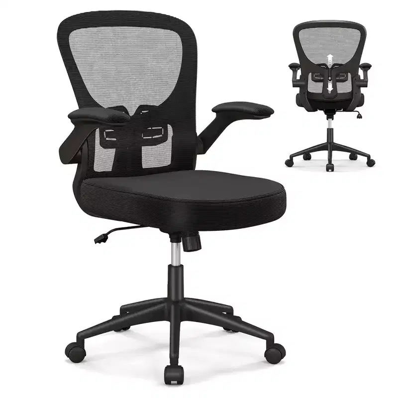 Costway Ergonomic Office Chair with Flip-Up Armrests Rocking Backrest Computer Desk Chair