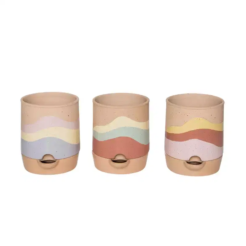 Transpac Medium Self Watering Planter Set of 3 Terra Cotta Spring Home Decorations for Planters in Spring and Summer