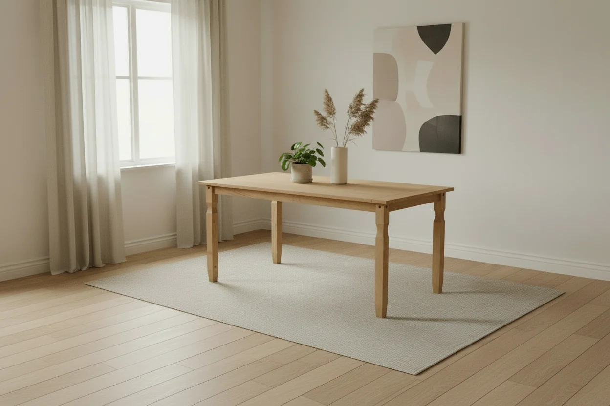 Solid Pine Wood Rustic Dining Table with Turned Legs