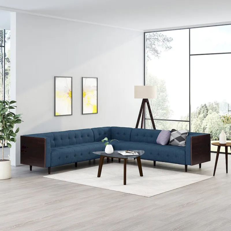 Clermont Mid-century Tufted Sectional Sofa by Christopher Knight Home - 114.00  L x 114.00  W x 30.75  H
