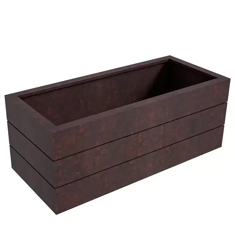 LeisureMod Oasis 14 Rectangular Fiberstone Planter with Drainage Holes, Weather-Resistant for Indoor/Outdoor Use