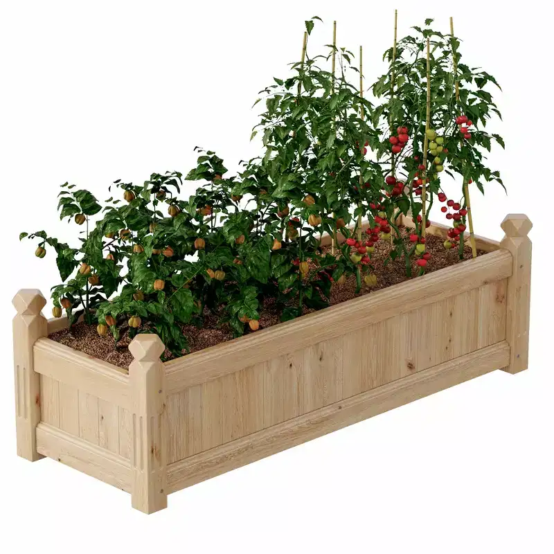 Wooden Raised Bed Kit - Large Garden Planters with Drainage, Outdoor Indoor Plant Pot for Vegetables, Herbs, Flowers