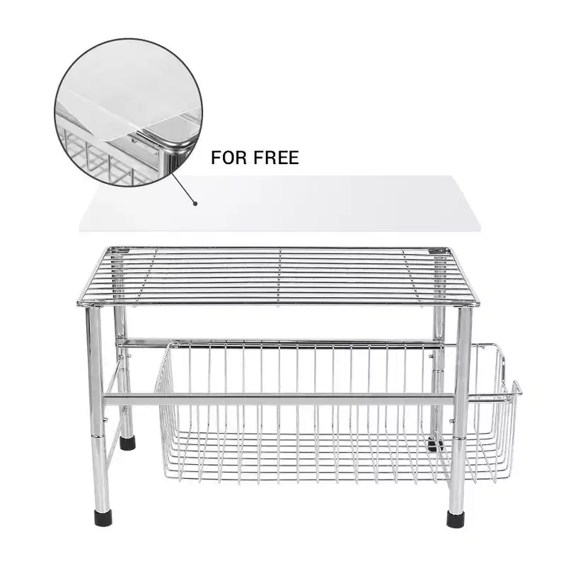 Oumilen Metal Stackable Storage Rack, Silver