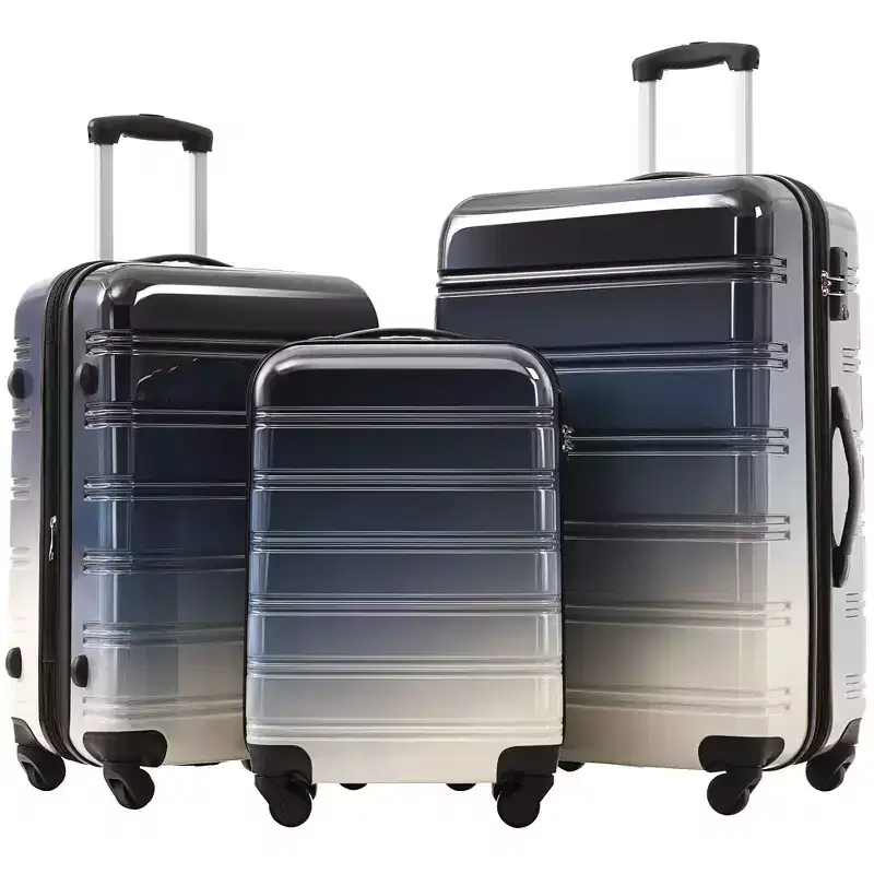 NAYSAYE Luggage 3 Piece Set Gradient Color Expandable Suitcases with Spinner Wheels TSA Lock for Travel, Black Multi, 28.5*17.9*11.6