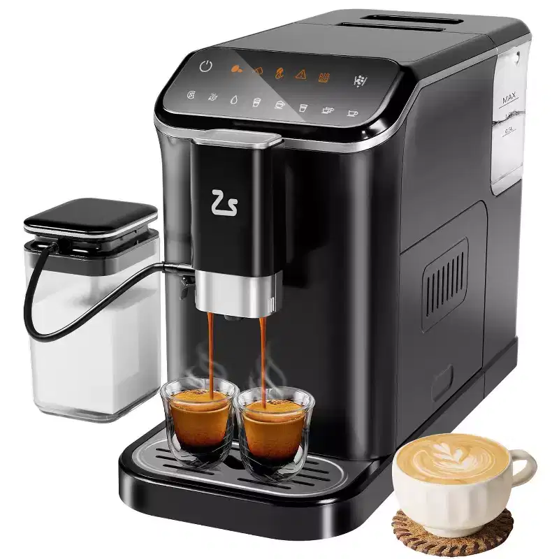 Fully automatic coffee machine, makes lattes and cappuccinos, self-cleaning, perfect for home use, ideal as a gift for parents.