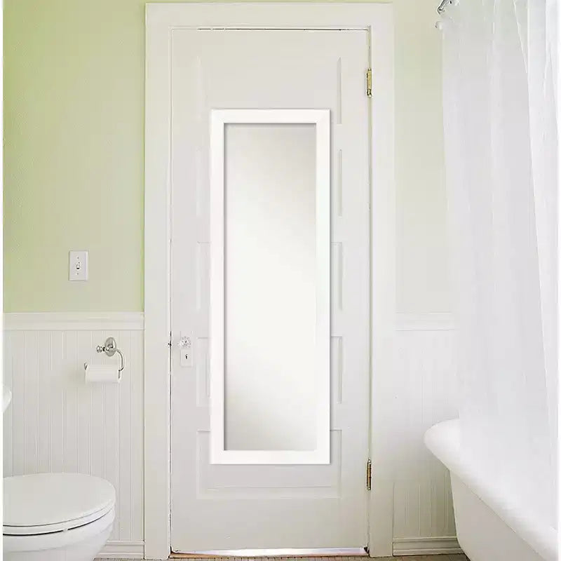 17" x 51" Non-Beveled White Narrow Full Length Door or Wall Mirror