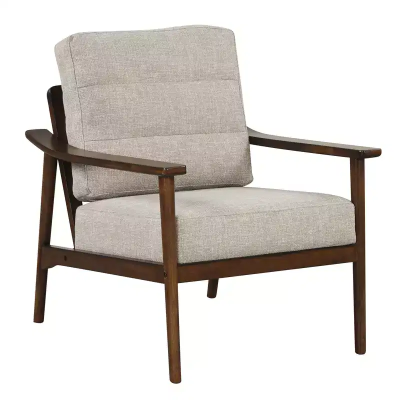 Modern Accent Chair Upholstered Leisure Armchair w/ Rubber Wood Armrests & Legs