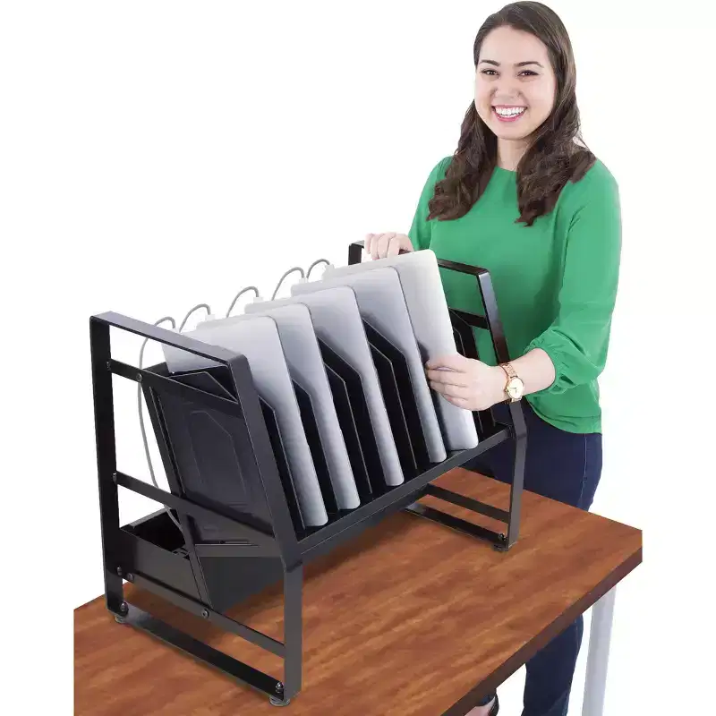 Line Leader Open Charging Cart Holds Up to 16 Devices Black