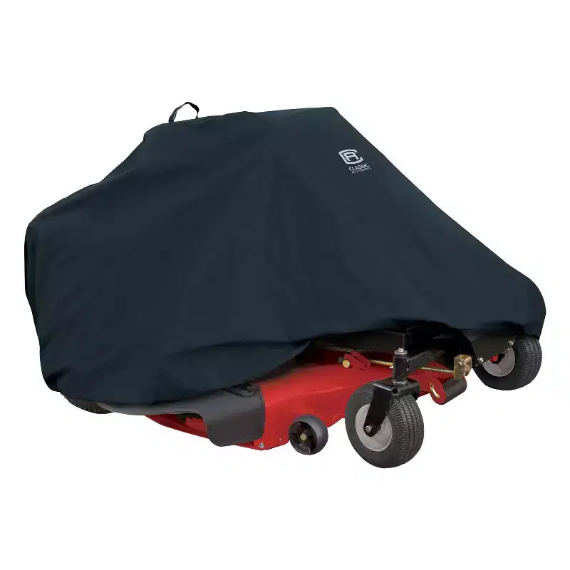 Classic Accessories Black Zero-Turn Mower Cover - Medium: Polyester, Water-Resistant, UV Protection, Air Vents