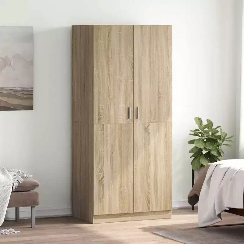 Compact Wardrobe with Hanging Rod, Sonoma Oak Engineered Wood, 70.9"H