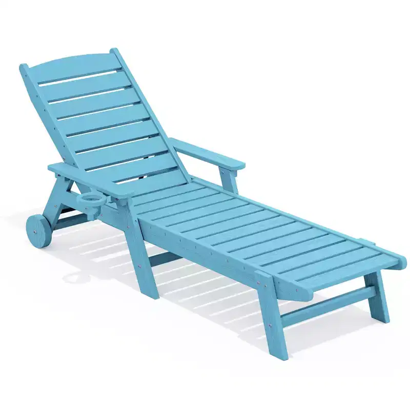 HYLEORY HDPE Outdoor Lounge Chair, 5-Level Adjustable Reclining Leisure Chair